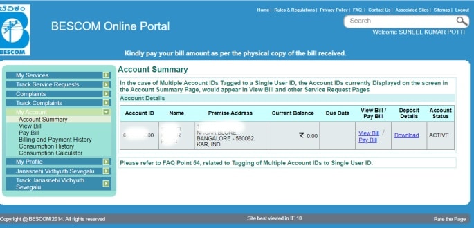 BESCOM Electricity Bill Payment Online 