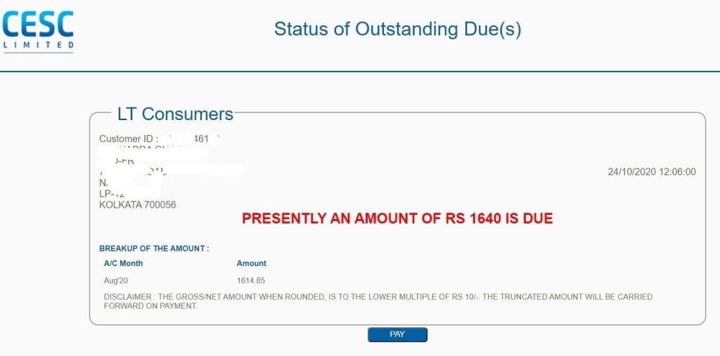 CESC Online Bill Payment Kolkata Bill View, Duplicate Bill