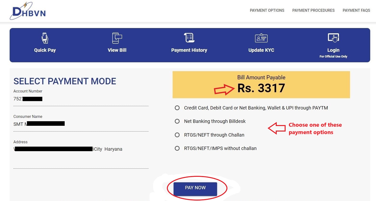 pay DHBVN bill online