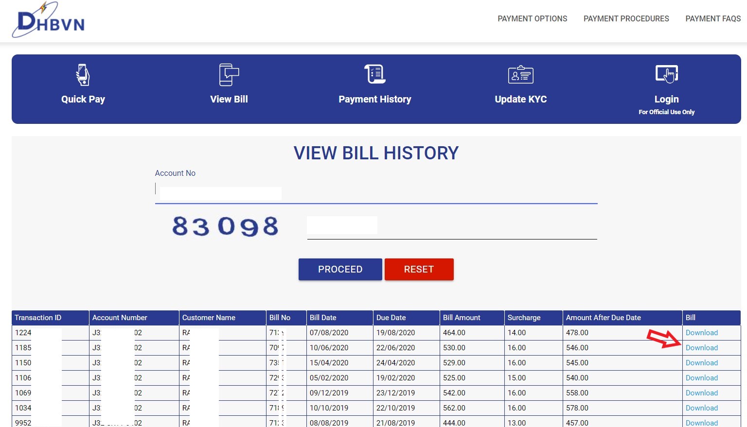 view DHBVN bill online