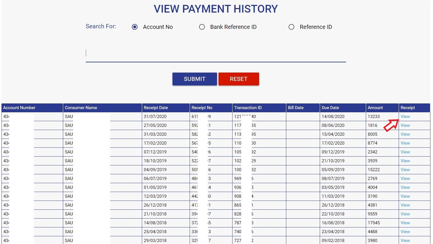 see my DHBVN bill payment receipts