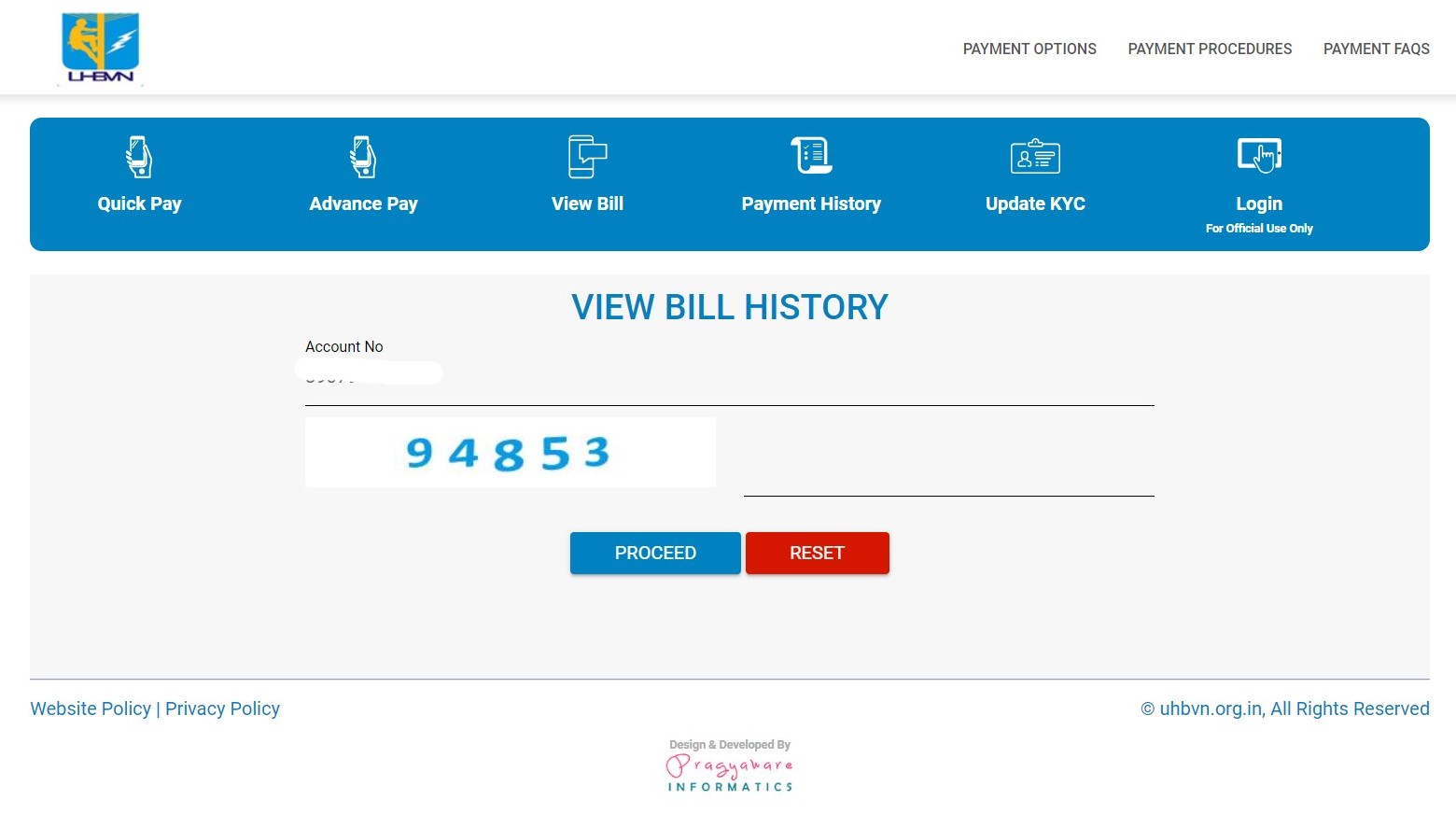 view UHBVN bill online