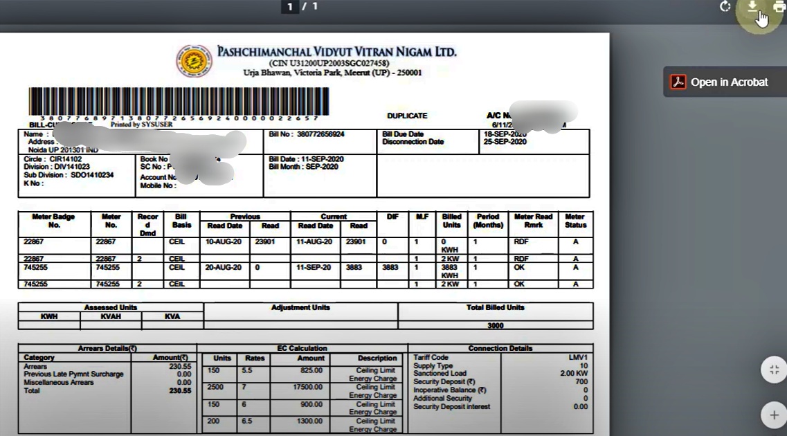 electricity bill UP download online