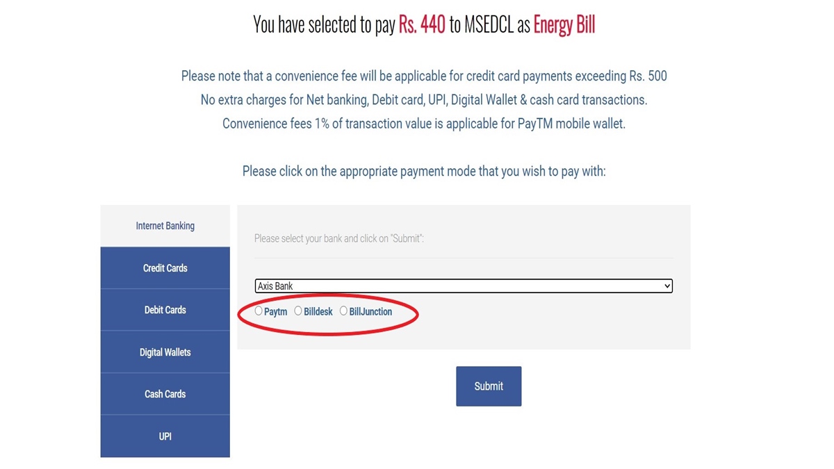 MSEDCL bill payment online