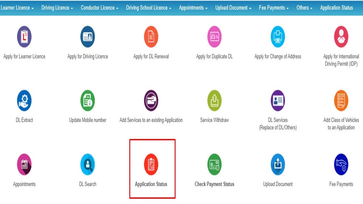 Sarathi Parivahan application status