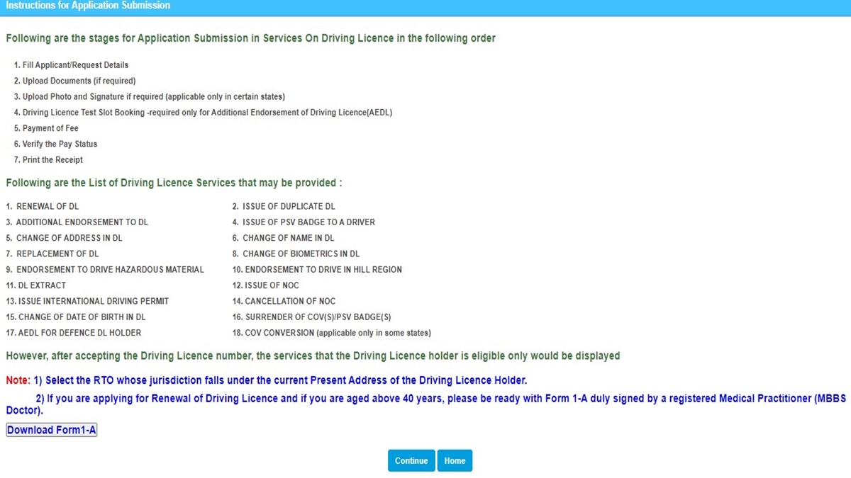 Sarathi Parivahan license renewal