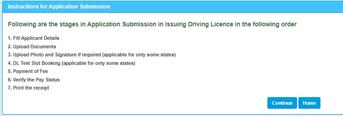 Sarathi Parivahan driving license 