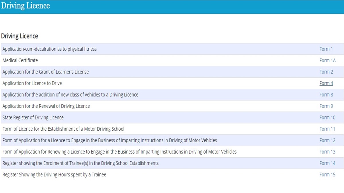 download online driving license form