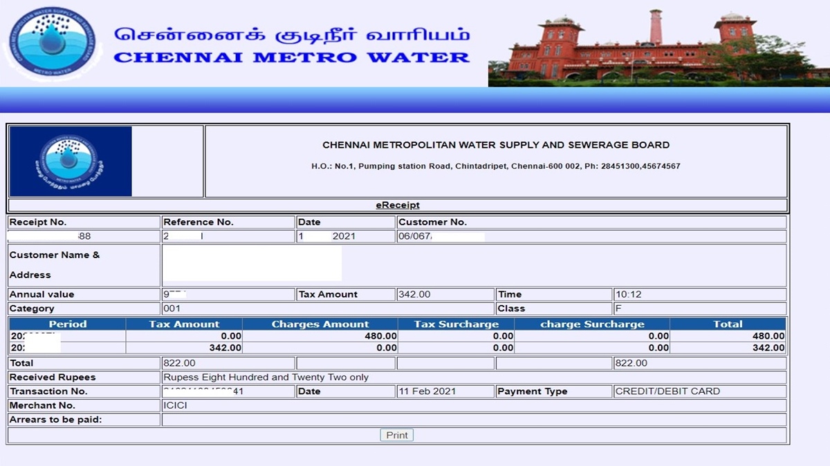 Chennai Water Tax