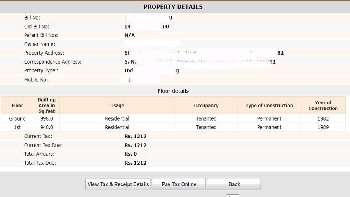 Chennai Property Tax 