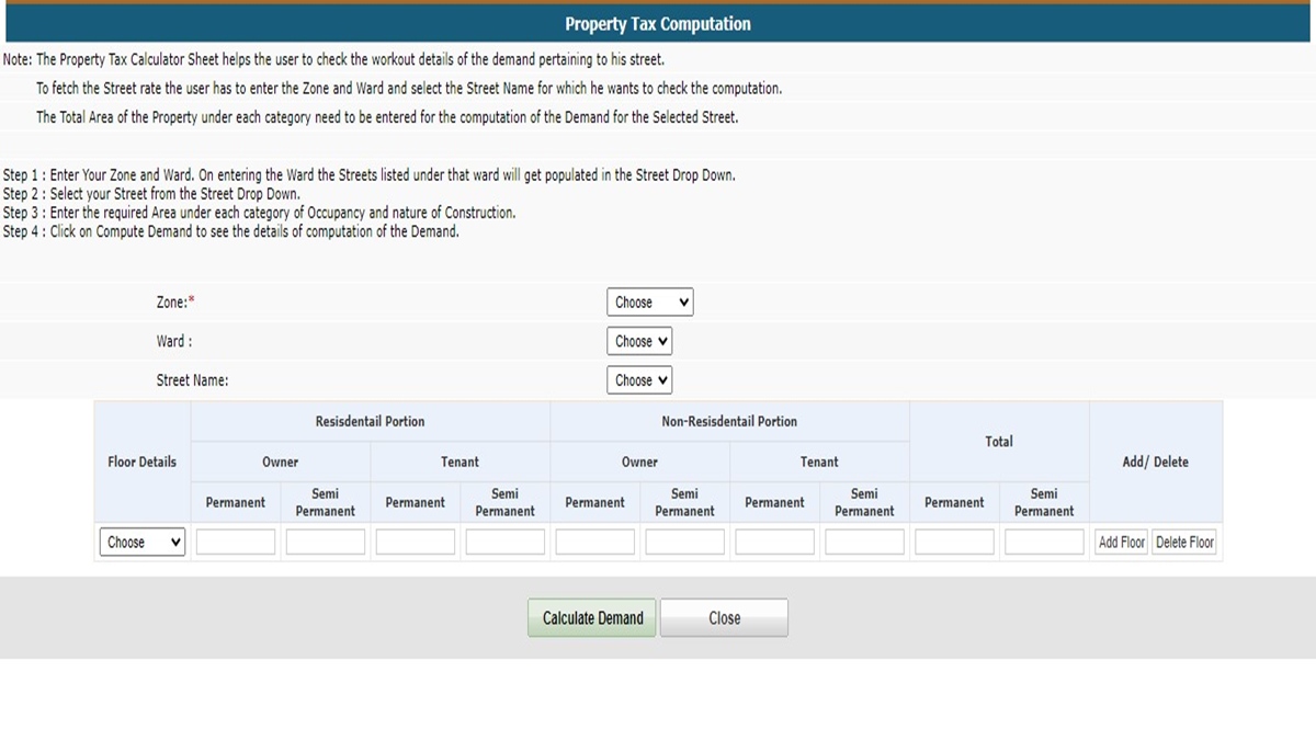 Chennai property tax calculator