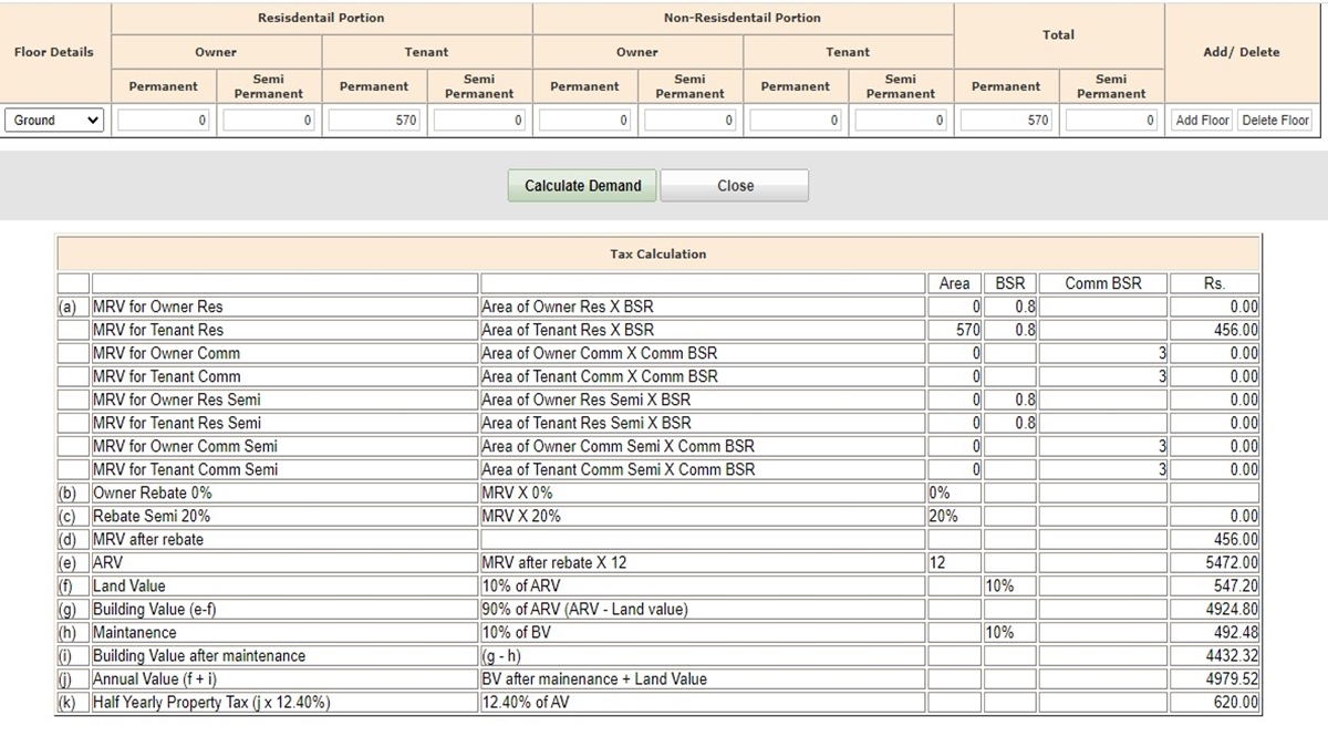 Chennai property tax calculator