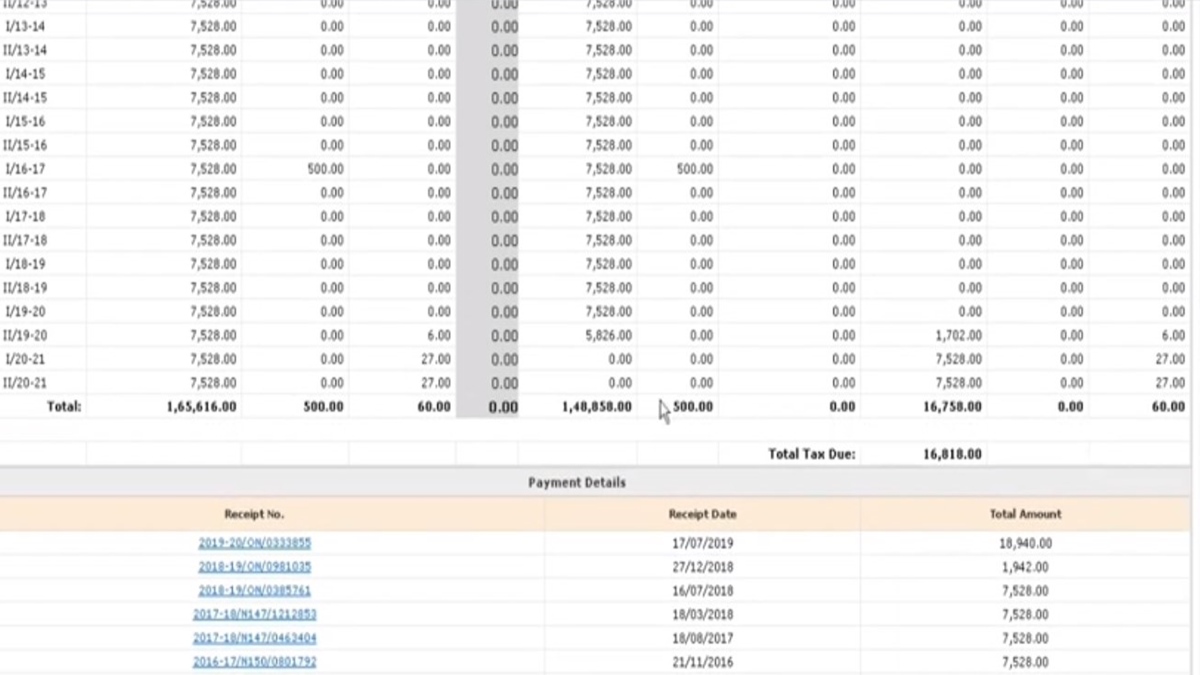 Chennai property tax receipt