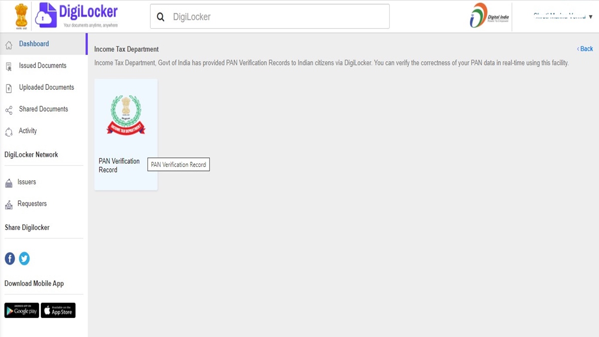DigiLocker pan card verified