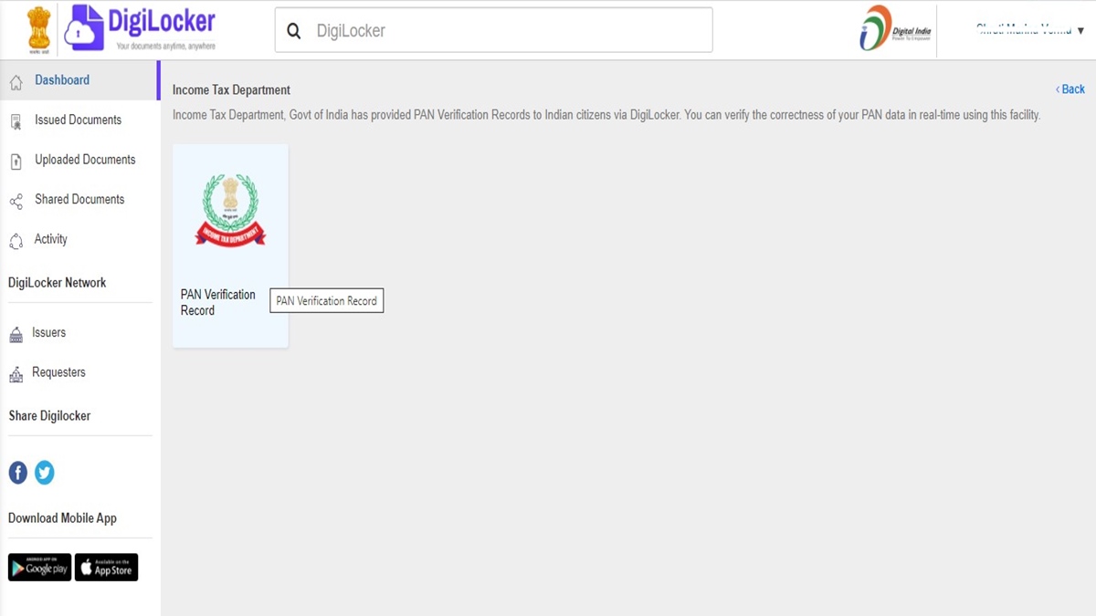 DigiLocker pan card verified