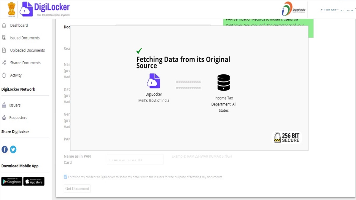 DigiLocker pan card verified