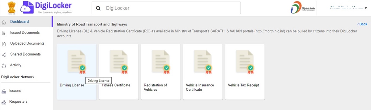 DigiLocker driving license