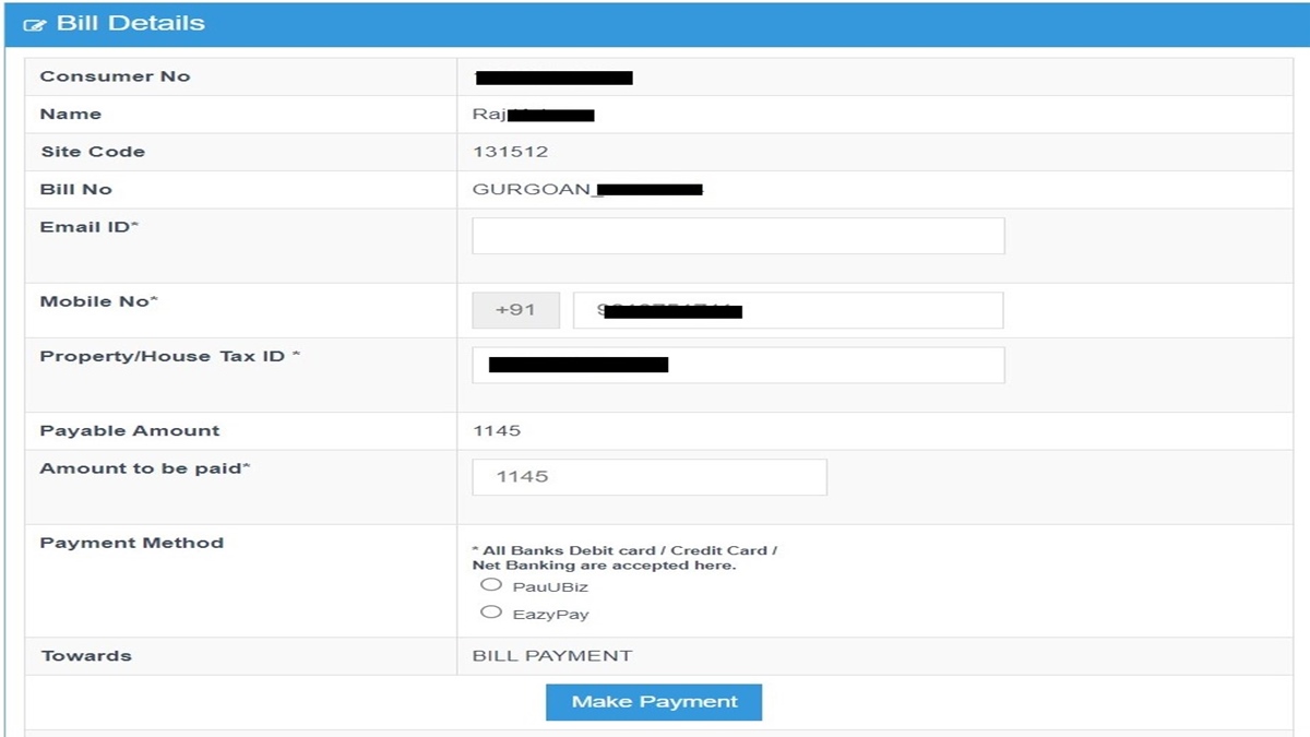 MCG water bill payment