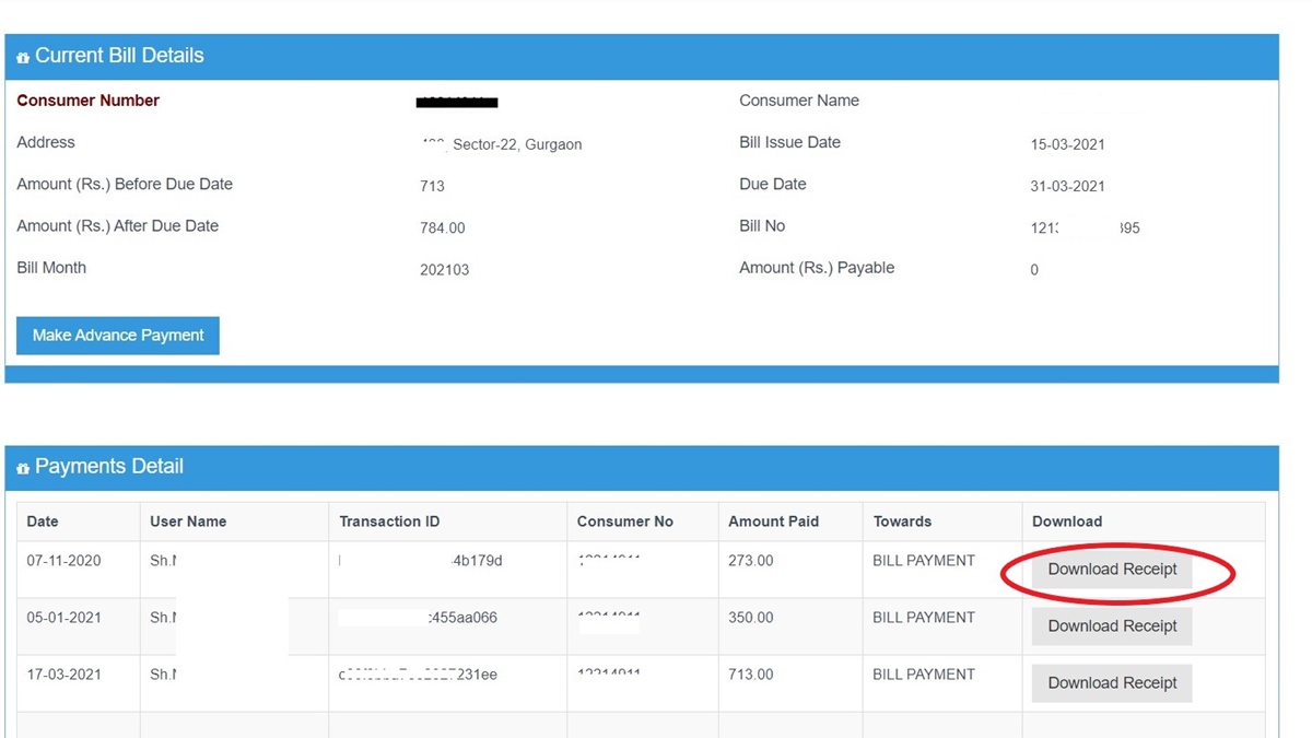 MCG water bill payment