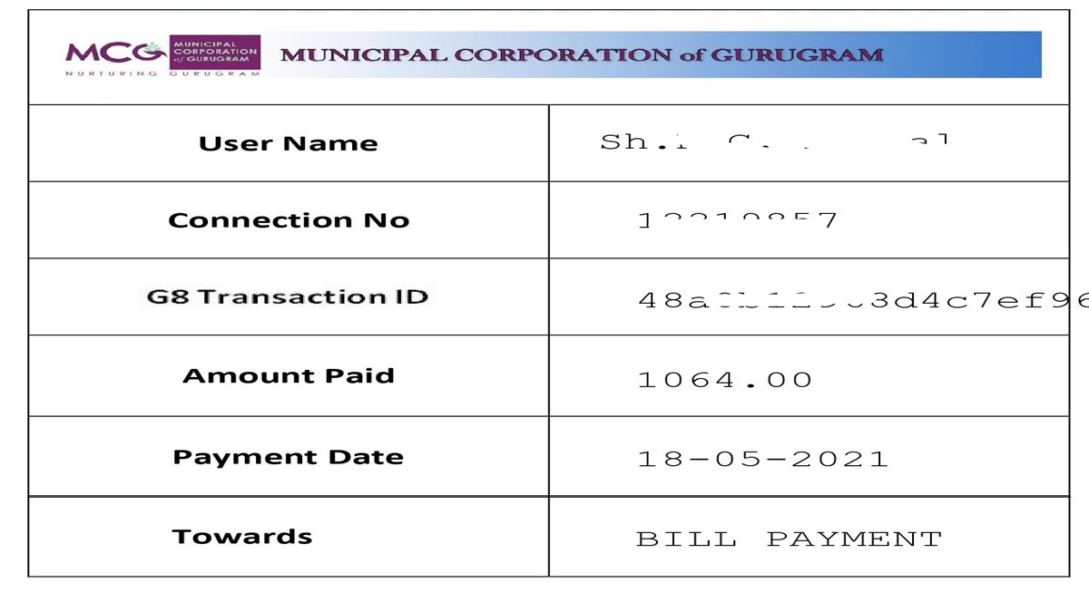 MCG water bill payment