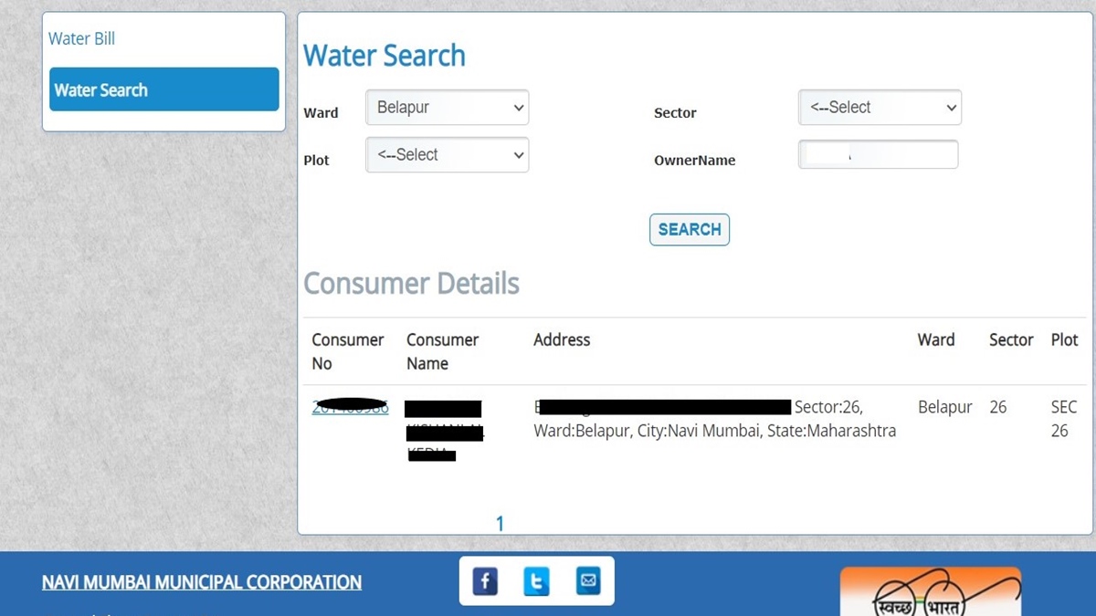 NMMC water bill