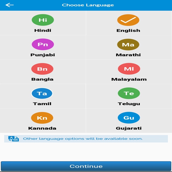 change languages on mParivahan application