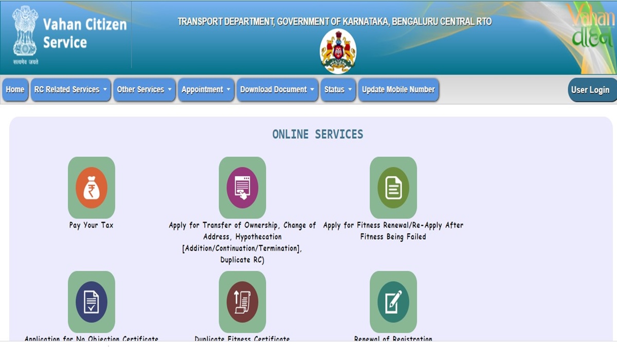 Parivahan Sewa Parivahan RC, Vehicle Details, Tax, Challan