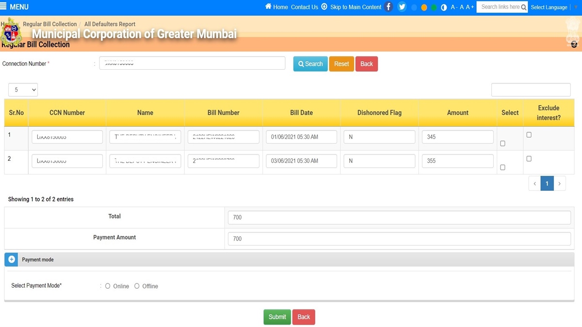 MCGM water bill payment online