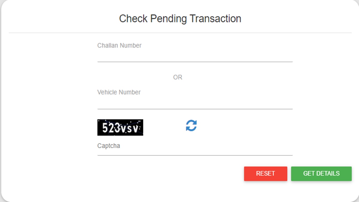 pending e challan transactions