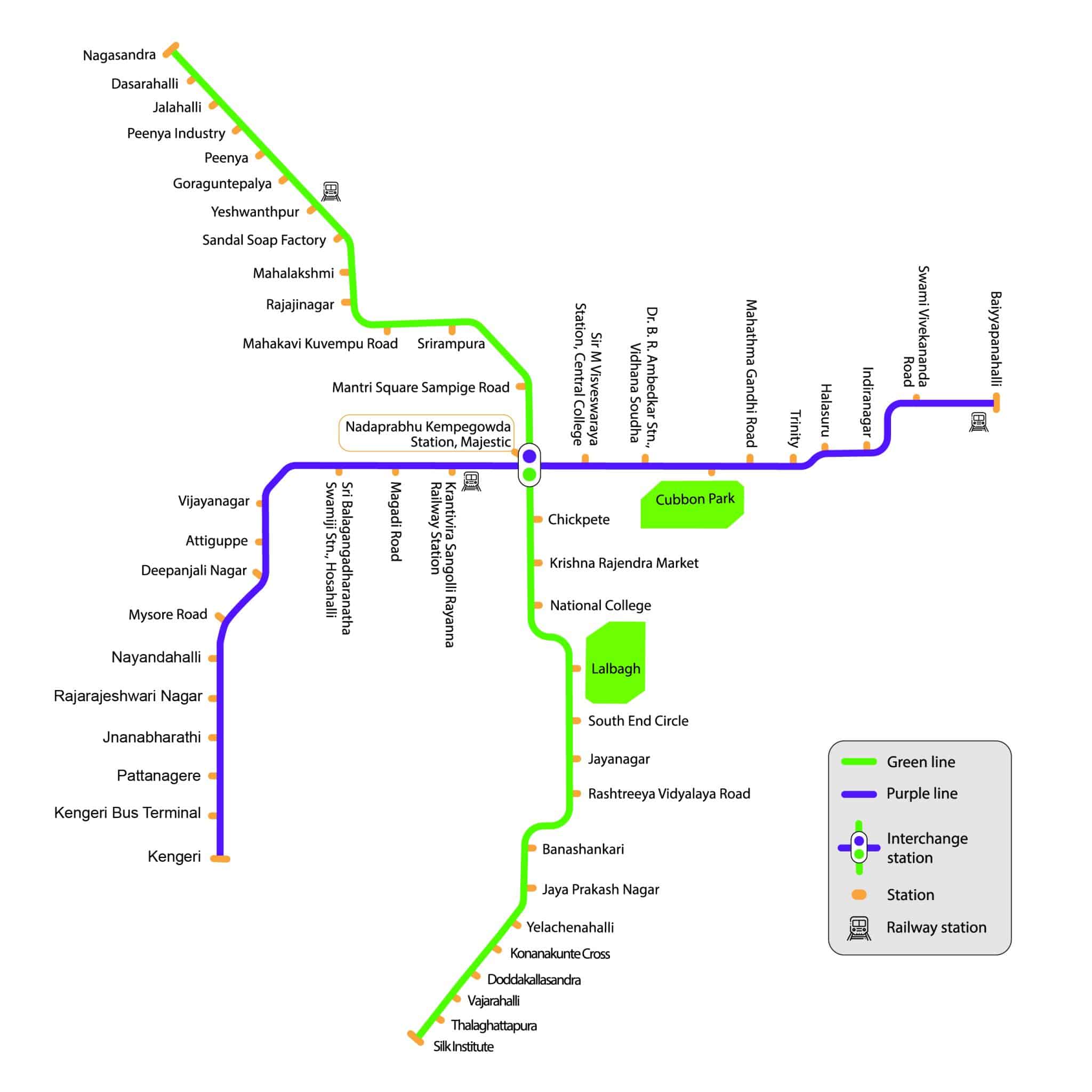Bangalore Metro Map, Timings, Routes, Phase 2, Stations