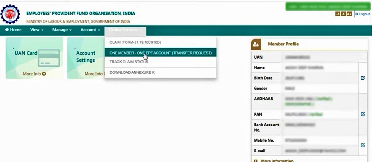 EPF online withdrawal