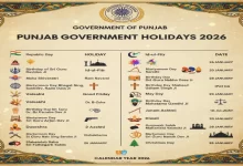 Punjab Government Holidays 2026, Bank Holidays In Punjab 2026