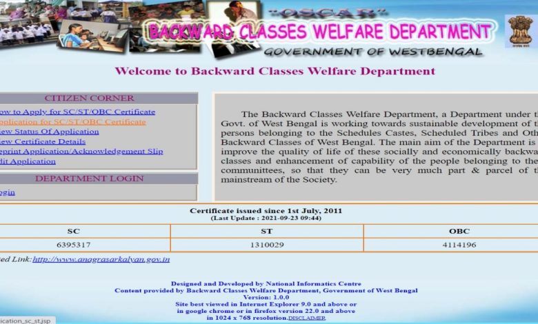 WB Caste Certificate