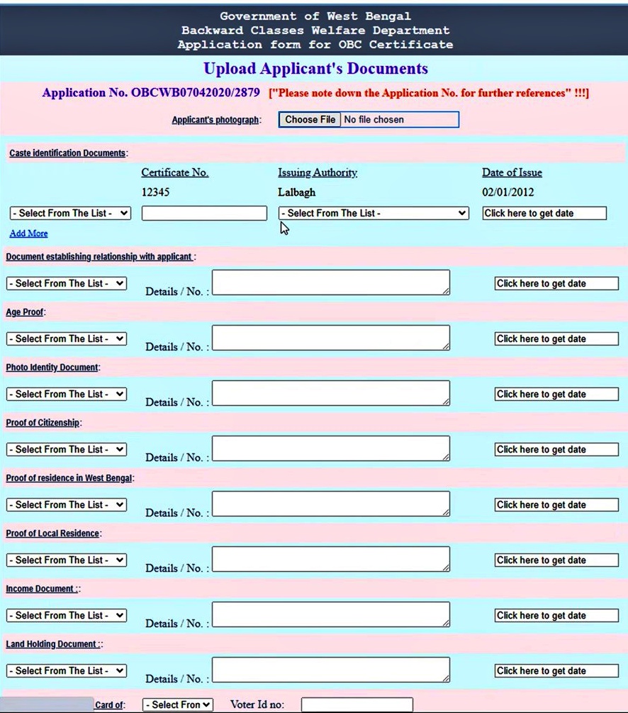 WB Caste Certificate 