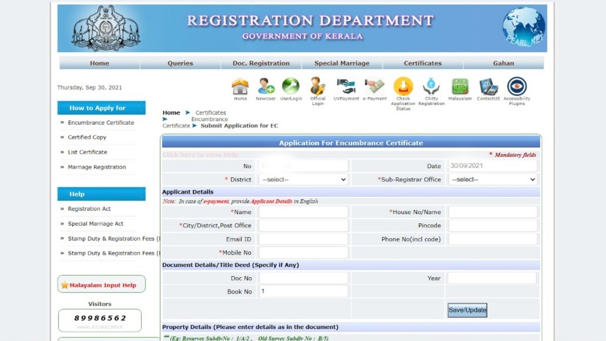 encumbrance certificate in Kerala