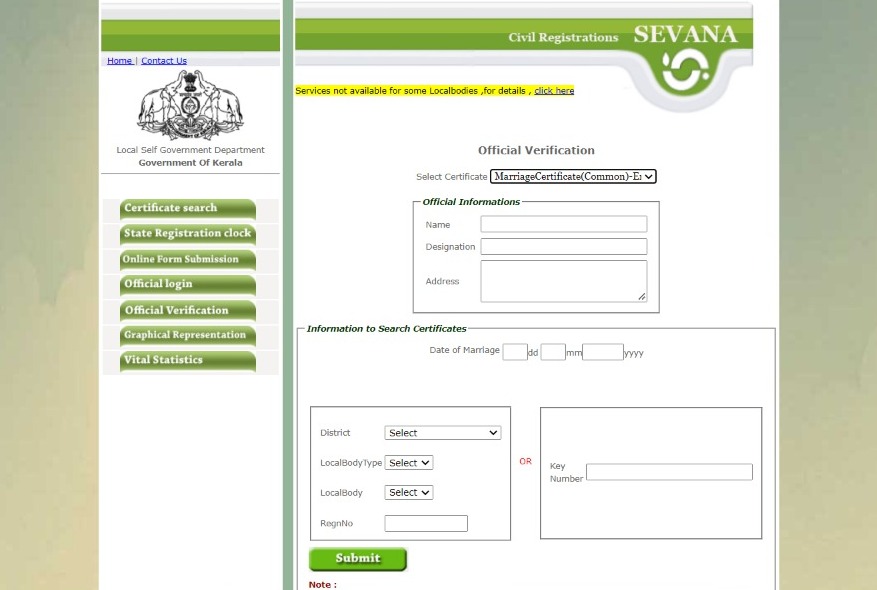 marriage certificate in Kerala