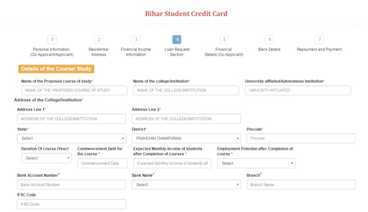 Bihar Student Credit Card