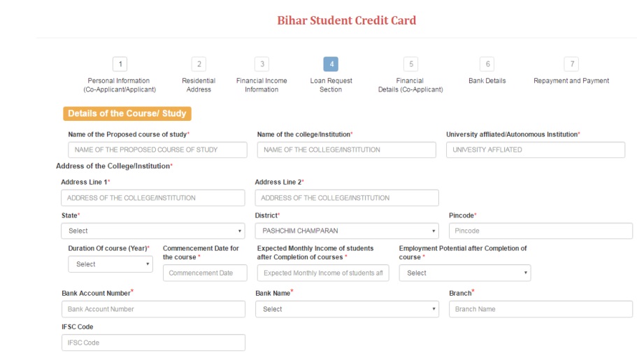 Bihar Student Credit Card