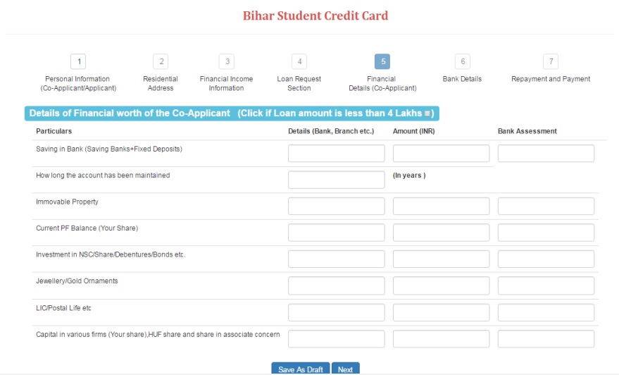 Bihar Student Credit Card