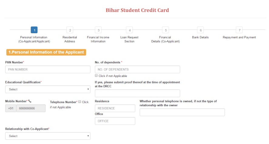 Bihar Student Credit Card