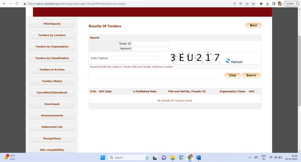 Rajasthan Eprocurement Online Bid, Registration