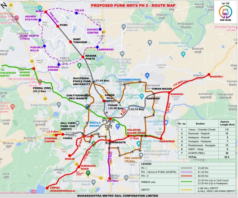 Metro routes in Pune