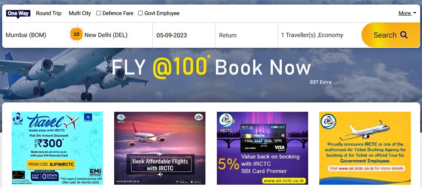 IRCTC flight tickets