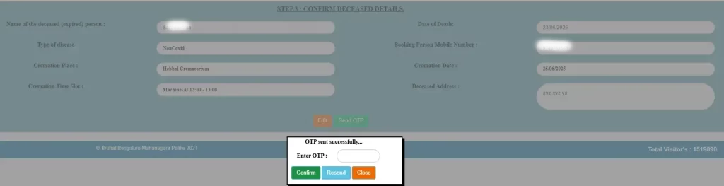 BBMP cremation booking online