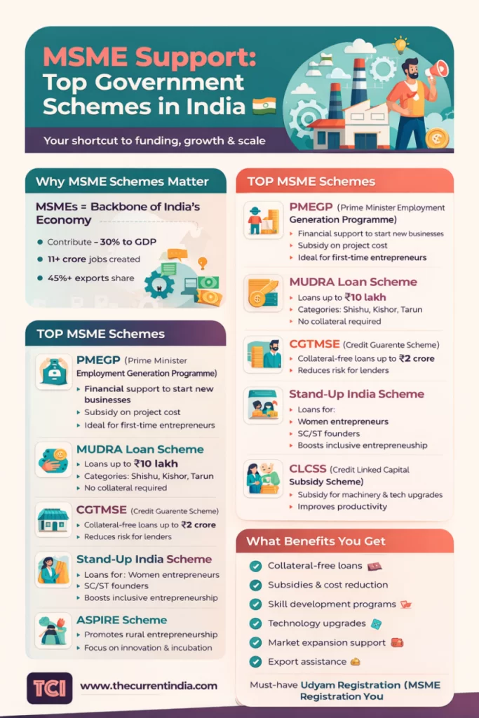 h Central Government Schemes Offer Direct Financial Support for Small Business Owners in India Infographic