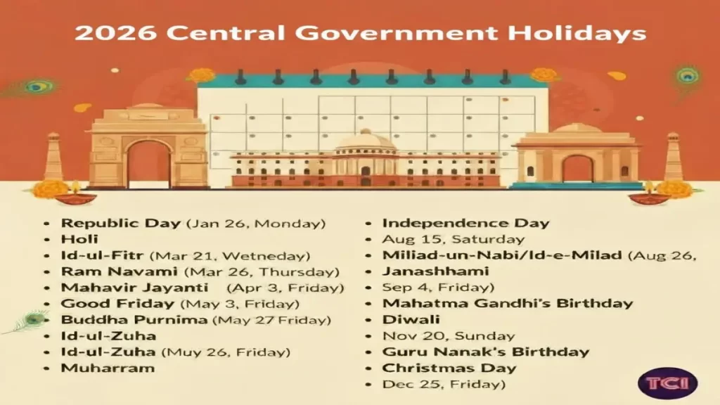 Central Government Holidays 2026