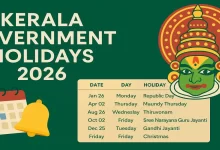 Kerala Government Holidays 2026