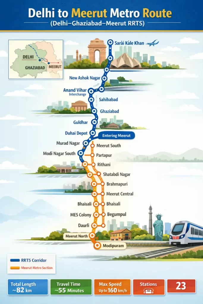 Delhi to Meerut Metro Route