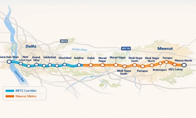 Delhi to Meerut Metro Route and Station List