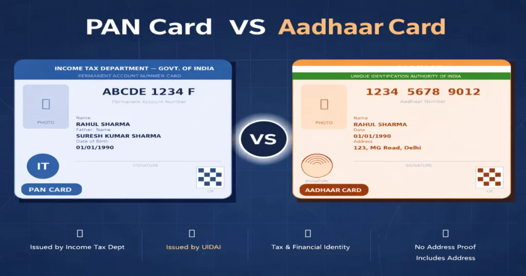 PAN Card Vs Aadhaar Card - Key Differences Explained